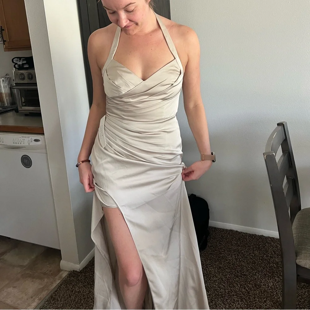 ❗️💲CLOSEOUT SALE: $5 💲❗️- Azazie Backless Halter Dress in Rust - Picture 8 of 8